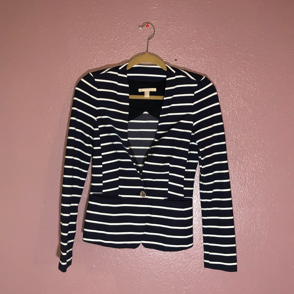 Banana Republic Navy Blue Striped Blazer